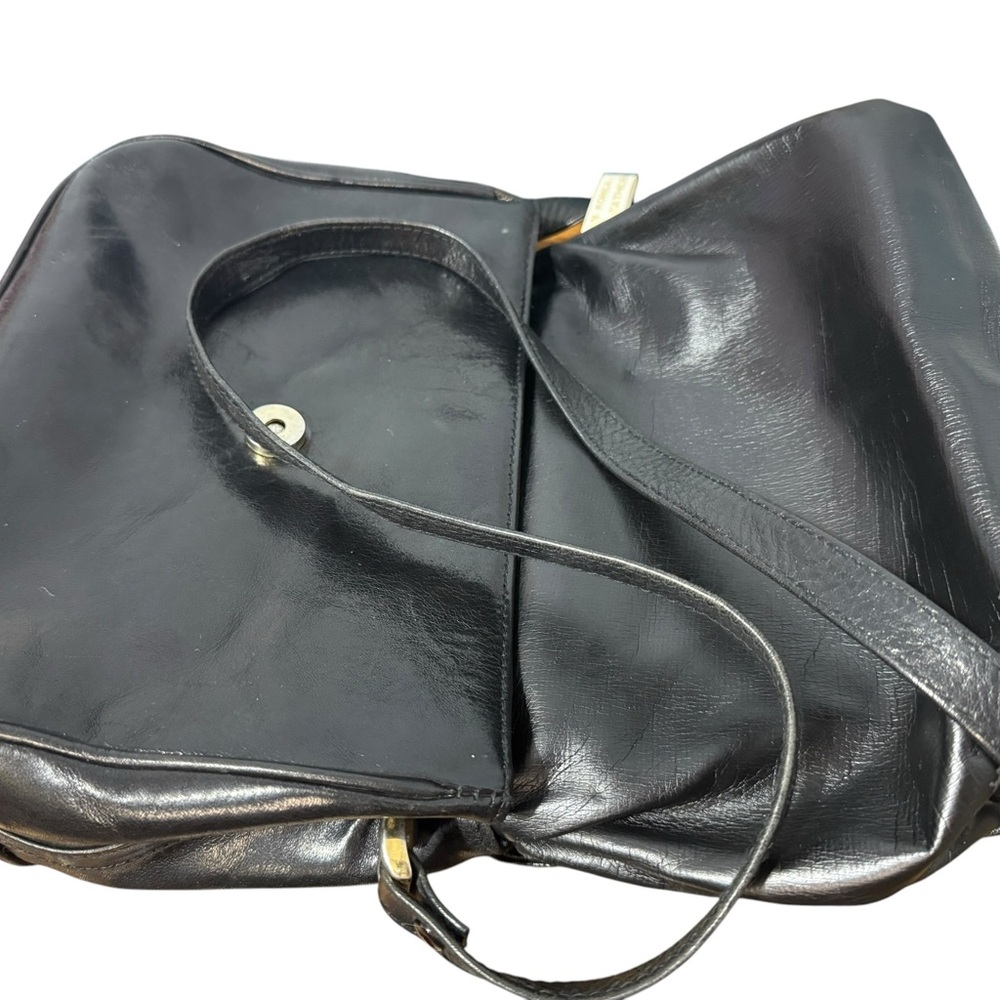 Portofino Collection Black Genuine Leather Croc-Embossed Crossbody Bag - Picture 10 of 16